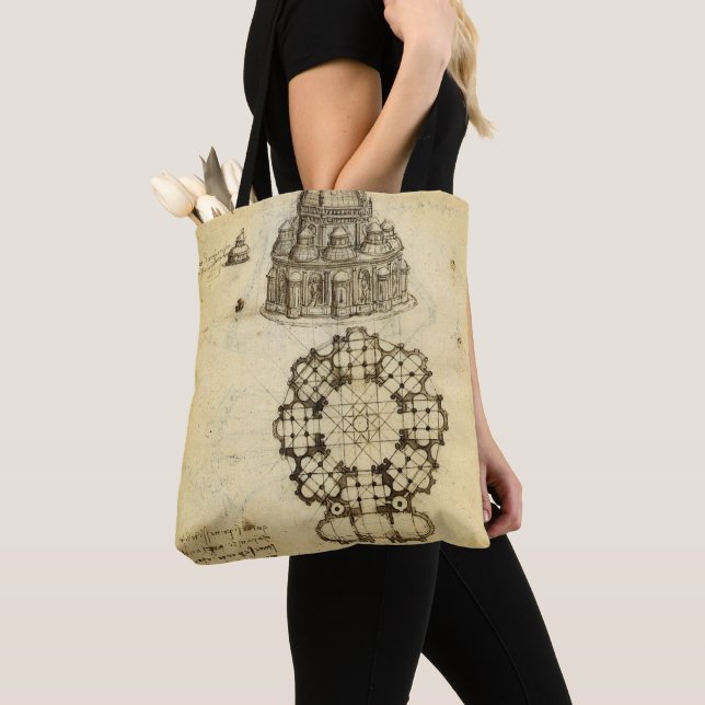 Leonardo da Vinci's Architectural Cathedral Study Tote Bag (Close Up)