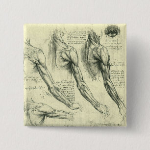 Leonardo da Vinci's Arm and Shoulder Anatomy 15 Cm Square Badge
