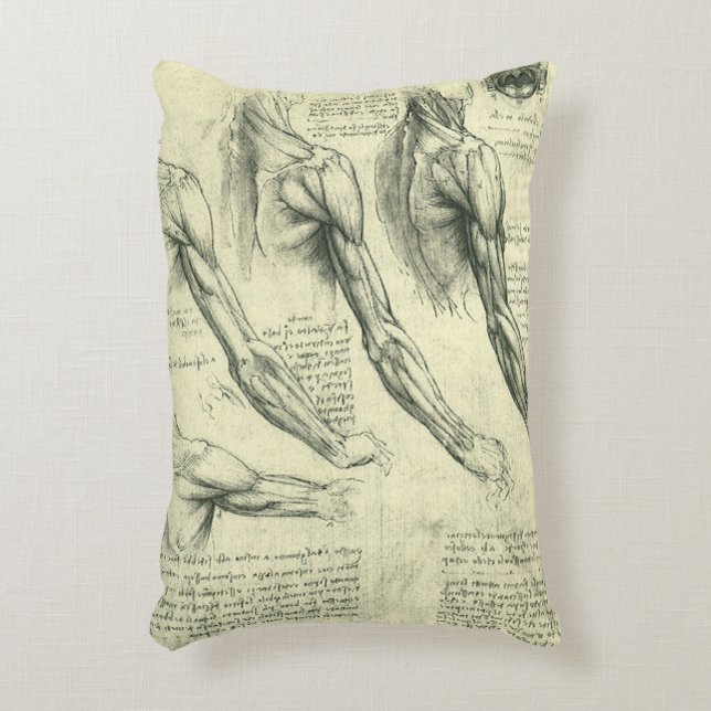 Leonardo da Vinci's Arm and Shoulder Anatomy Decorative Cushion (Front(Vertical))