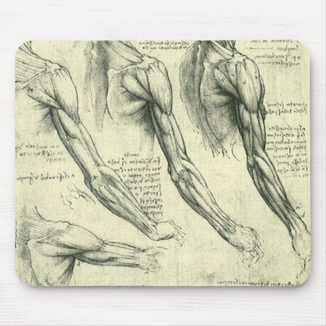 Leonardo da Vinci's Arm and Shoulder Anatomy Mouse Pad (Front)