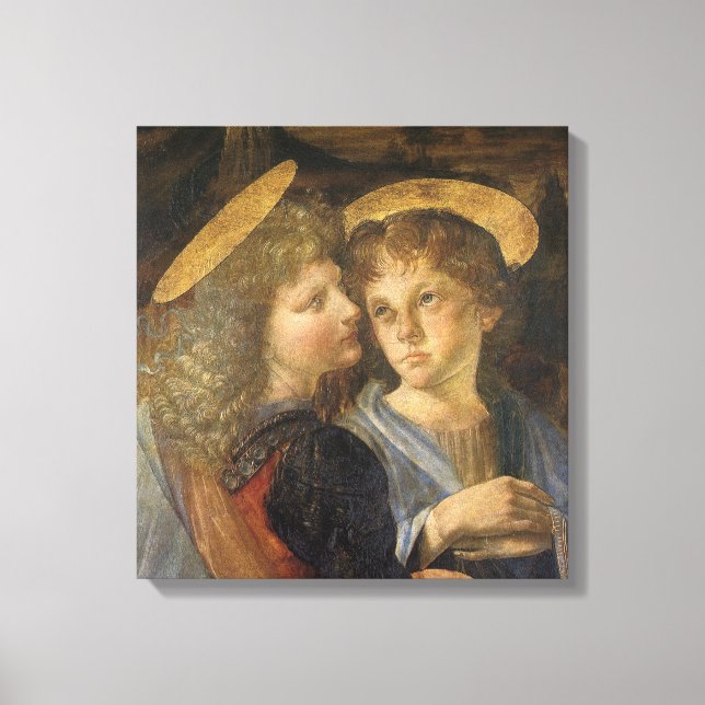 Leonardo da Vinci's Baptism of Christ Angels Canvas Print (Front)