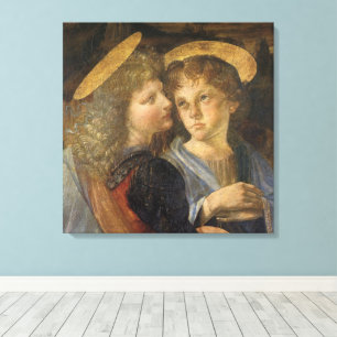 Leonardo da Vinci's Baptism of Christ Angels Canvas Print