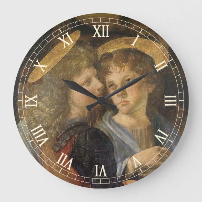 Leonardo da Vinci's Baptism of Christ Angels Large Clock (Front)