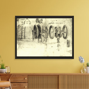 Leonardo da Vinci's Engineering Sketch of a Wheel Canvas Print