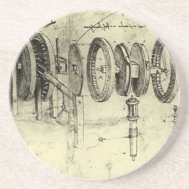 Leonardo da Vinci's Engineering Sketch of a Wheel Coaster (Front)