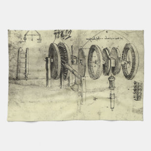 Leonardo da Vinci's Engineering Sketch of a Wheel Tea Towel