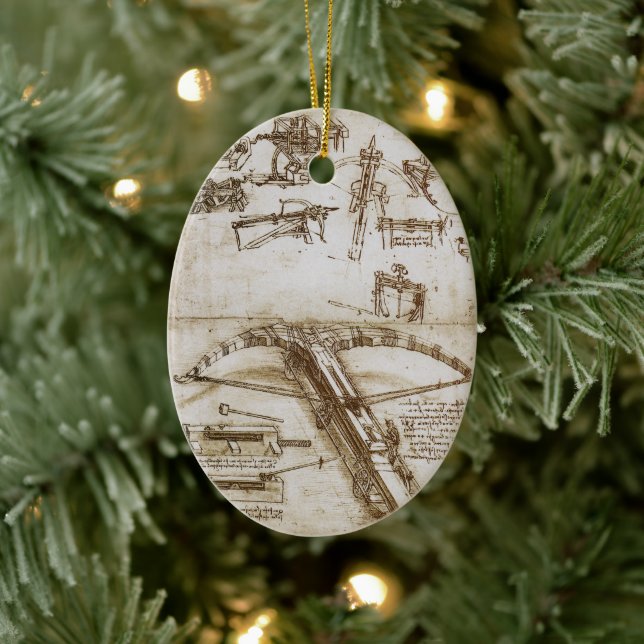 Leonardo da Vinci's Giant Crossbow Weapon Sketch Ceramic Tree Decoration (Tree)
