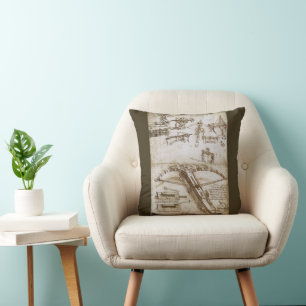 Leonardo da Vinci's Giant Crossbow Weapon Sketch Cushion