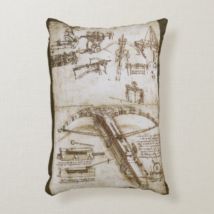 Leonardo da Vinci's Giant Crossbow Weapon Sketch Decorative Cushion