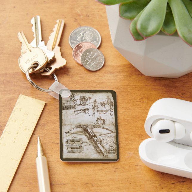 Leonardo da Vinci's Giant Crossbow Weapon Sketch Key Ring (Desk)