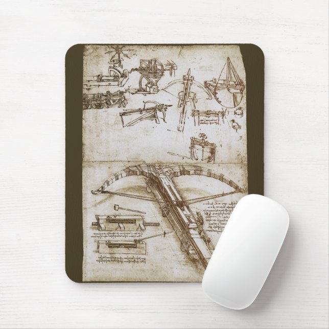 Leonardo da Vinci's Giant Crossbow Weapon Sketch Mouse Pad (With Mouse)