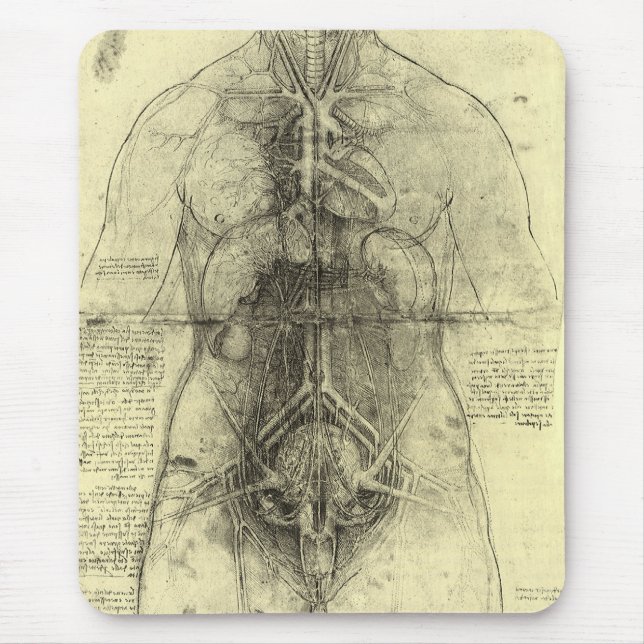 Leonardo da Vinci's Human Anatomy, Female Torso Mouse Pad (Front)