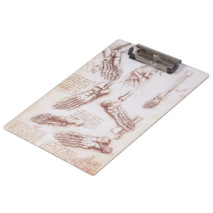 Leonardo da Vinci's Human Anatomy Foot Bones Clipboard