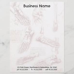 Leonardo da Vinci's Human Anatomy Foot Bones Letterhead Template