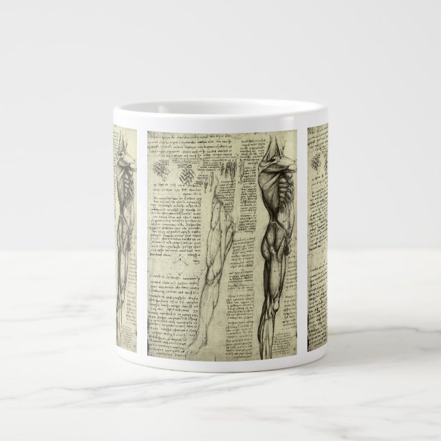 Leonardo da Vinci's Human Anatomy Male Muscles Large Coffee Mug (Front)