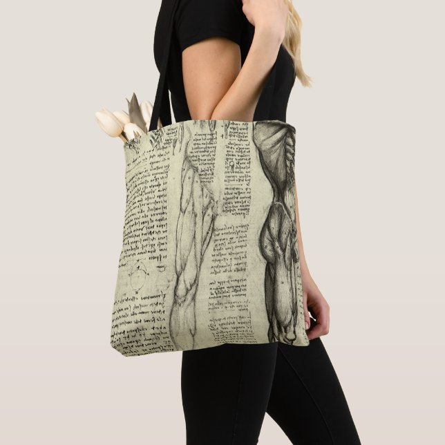 Leonardo da Vinci's Human Anatomy Male Muscles Tote Bag (Close Up)