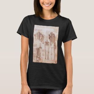 Leonardo da Vinci's Human Anatomy Skeleton Bones T-Shirt