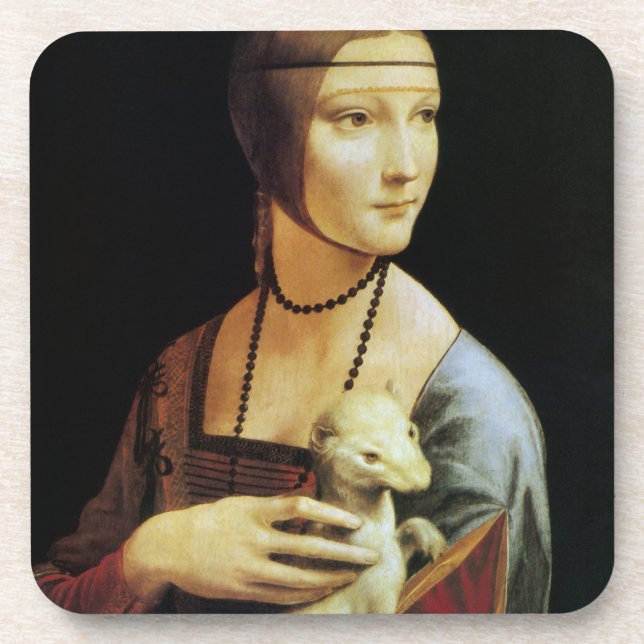 Leonardo da Vinci's Lady with an Ermine Coaster (Front)