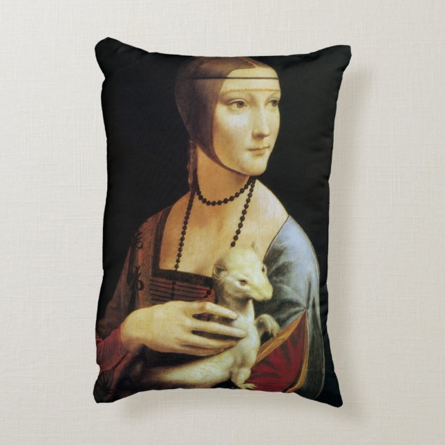 Leonardo da Vinci's Lady with an Ermine Decorative Cushion (Back(Vertical))