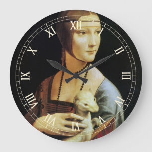 Leonardo da Vinci's Lady with an Ermine Large Clock