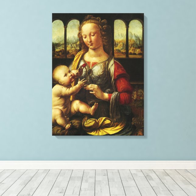 Leonardo da Vinci's Madonna of the Carnation Canvas Print (Insitu(Wood Floor))