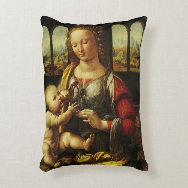 Leonardo da Vinci's Madonna of the Carnation Decorative Cushion (Front(Vertical))