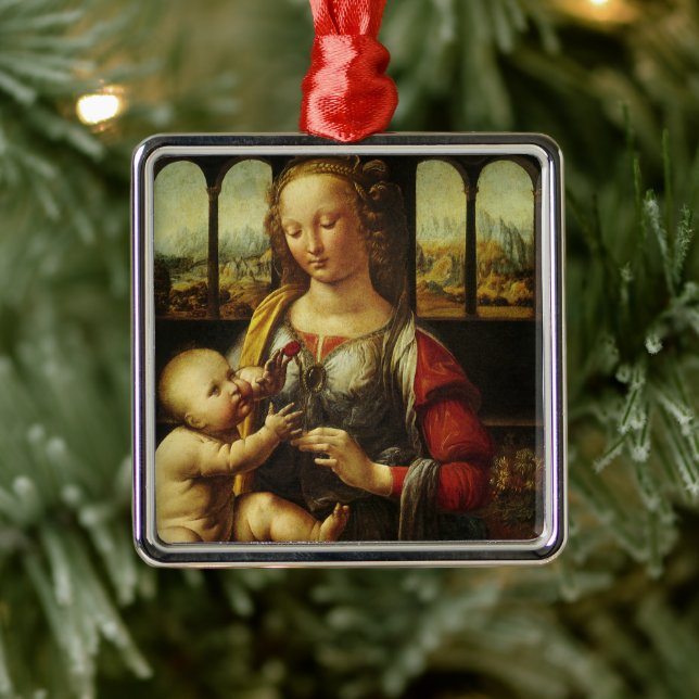 Leonardo da Vinci's Madonna of the Carnation Metal Tree Decoration (Tree)