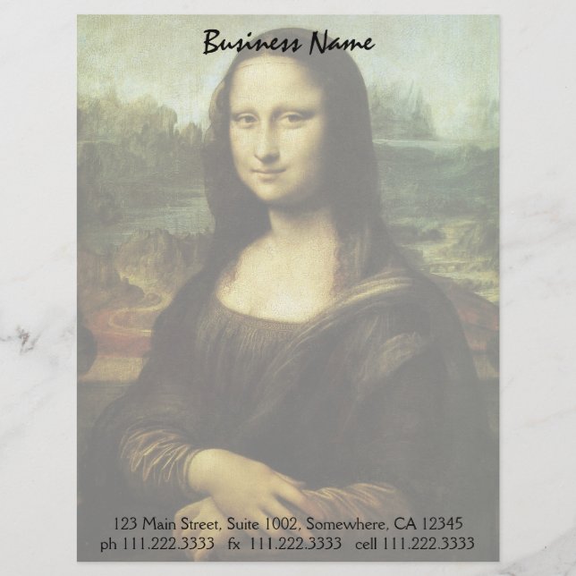 Leonardo da Vinci's Mona Lisa, Renaissance Art Letterhead Design (Front)