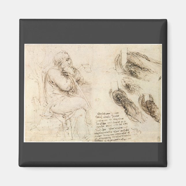Leonardo da Vinci's Old Man and Water Sketch Magnet (Front)