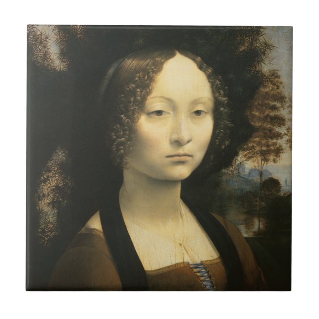 Leonardo da Vinci's Portrait of Ginevra Benci Tile (Front)