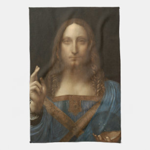 Leonardo da Vinci's Salvator Mundi (Jesus Christ) Tea Towel