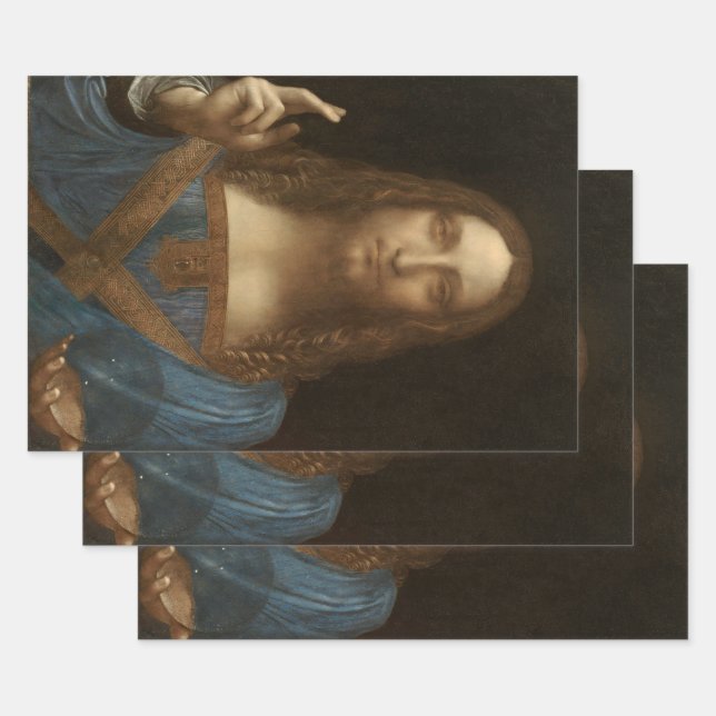 Leonardo da Vinci's Salvator Mundi (Jesus Christ) Wrapping Paper Sheet (Set)