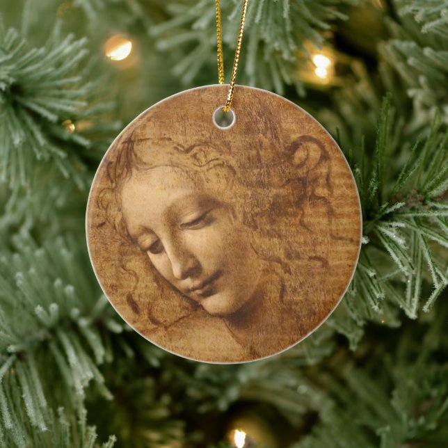 Leonardo da Vinci's Scapigliata, Head of a Woman Ceramic Tree Decoration (Tree)
