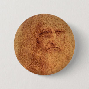Leonardo da Vinci's Self Portrait, Renaissance Art 6 Cm Round Badge