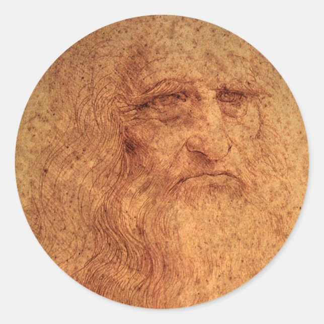 Leonardo da Vinci's Self Portrait, Renaissance Art Classic Round Sticker (Front)