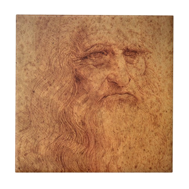 Leonardo da Vinci's Self Portrait, Renaissance Art Tile (Front)