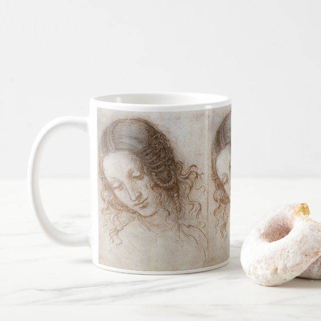 Leonardo da Vinci's Study of the Head of Leda Coffee Mug (With Donut)