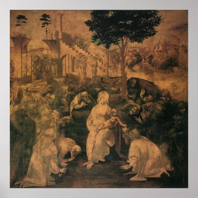 Leonardo da Vinci's The Adoration of the Magi Poster (Front)