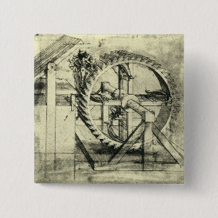 Leonardo da Vinci's Treadmill Powered Crossbow 15 Cm Square Badge