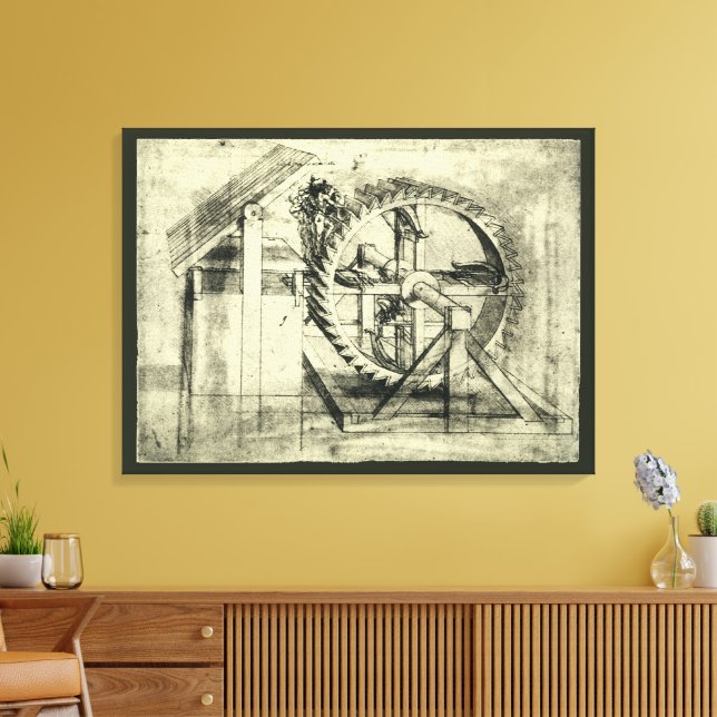Leonardo da Vinci's Treadmill Powered Crossbow Canvas Print (Insitu(LivingRoom))