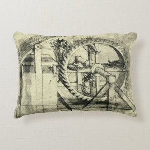 Leonardo da Vinci's Treadmill Powered Crossbow Decorative Cushion