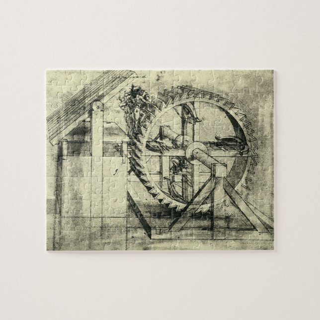 Leonardo da Vinci's Treadmill Powered Crossbow Jigsaw Puzzle (Horizontal)