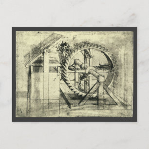 Leonardo da Vinci's Treadmill Powered Crossbow Postcard