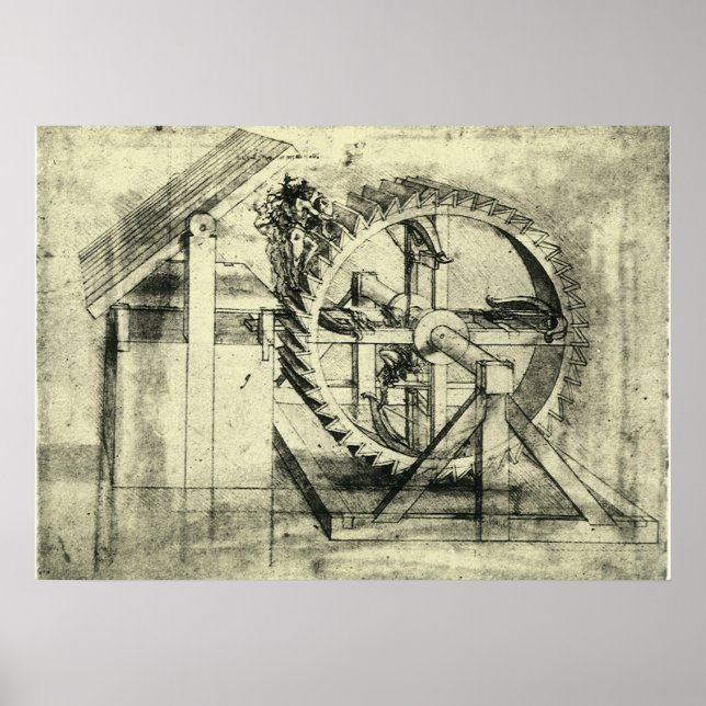 Leonardo da Vinci's Treadmill Powered Crossbow Poster (Front)