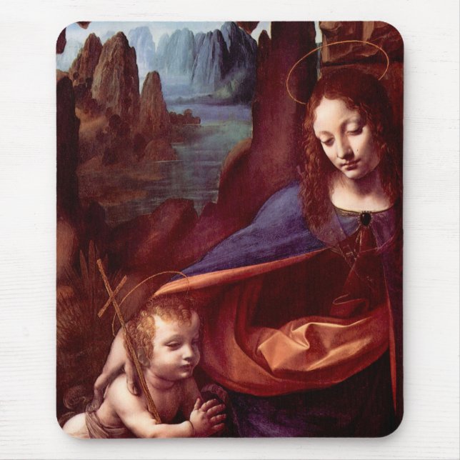 Leonardo da Vinci's Virgin (Madonna) of the Rocks Mouse Pad (Front)