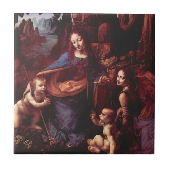 Leonardo da Vinci's Virgin (Madonna) of the Rocks Tile (Front)