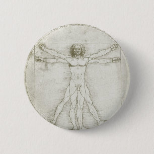 Leonardo da Vinci's Vitruvian Man 6 Cm Round Badge
