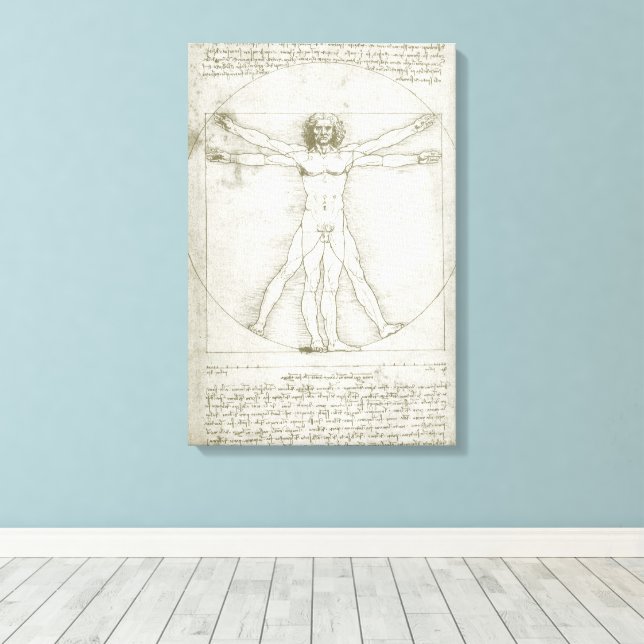 Leonardo da Vinci's Vitruvian Man Canvas Print (Insitu(Wood Floor))