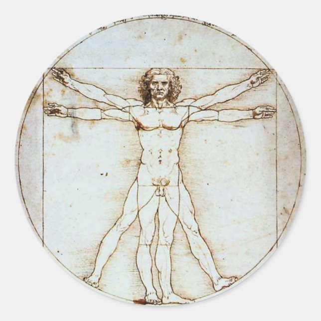 Leonardo da Vinci's Vitruvian Man Classic Round Sticker (Front)