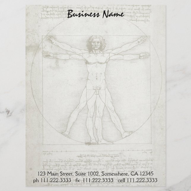Leonardo da Vinci's Vitruvian Man Letterhead Design (Front)